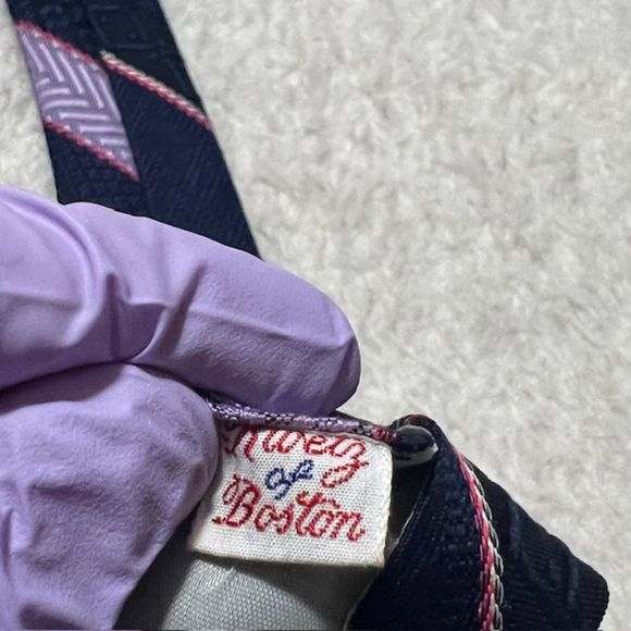 Sims Ltd Kwetz of Boston Vintage Black Purple Silk Blend Neck Tie - Picture 5 of 7